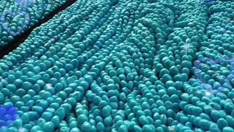 20250711-3 Sleeping Beauty Turquoise Strand: Galactic Blues Necklace Around Neck