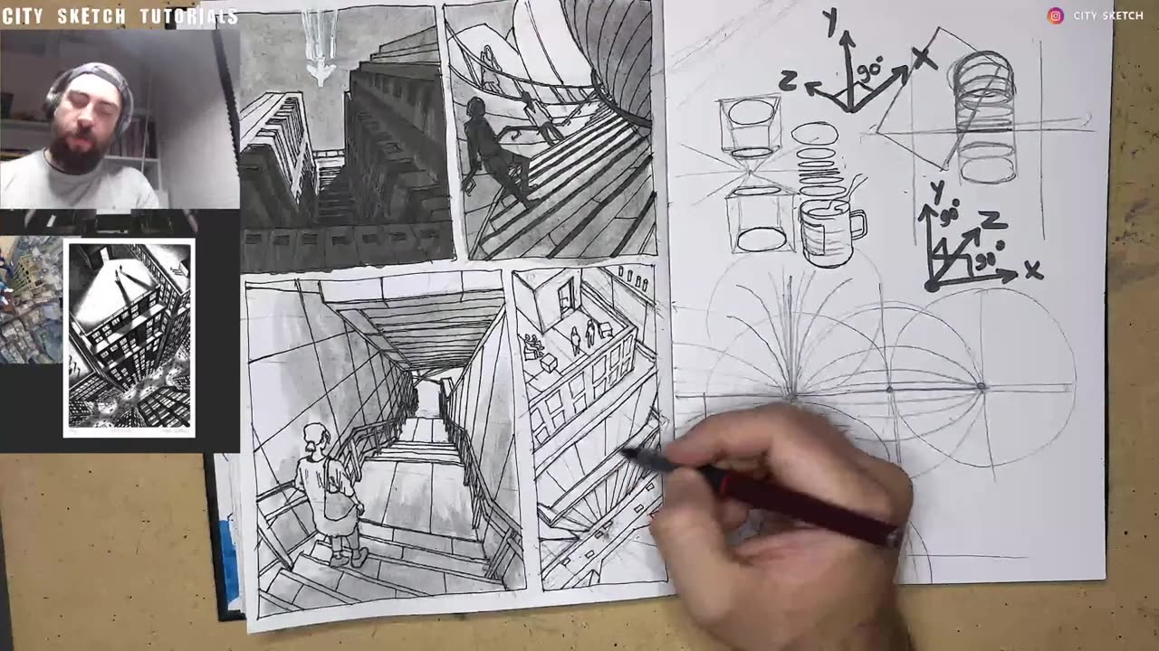 How to draw extreme perspective city views in perspective