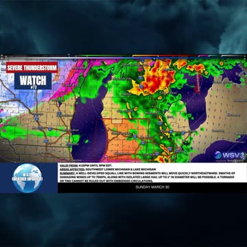 🌩️ Severe Thunderstorm Watch #73: MI & LM Threat! 3/30/25 #shorts #weatheralert