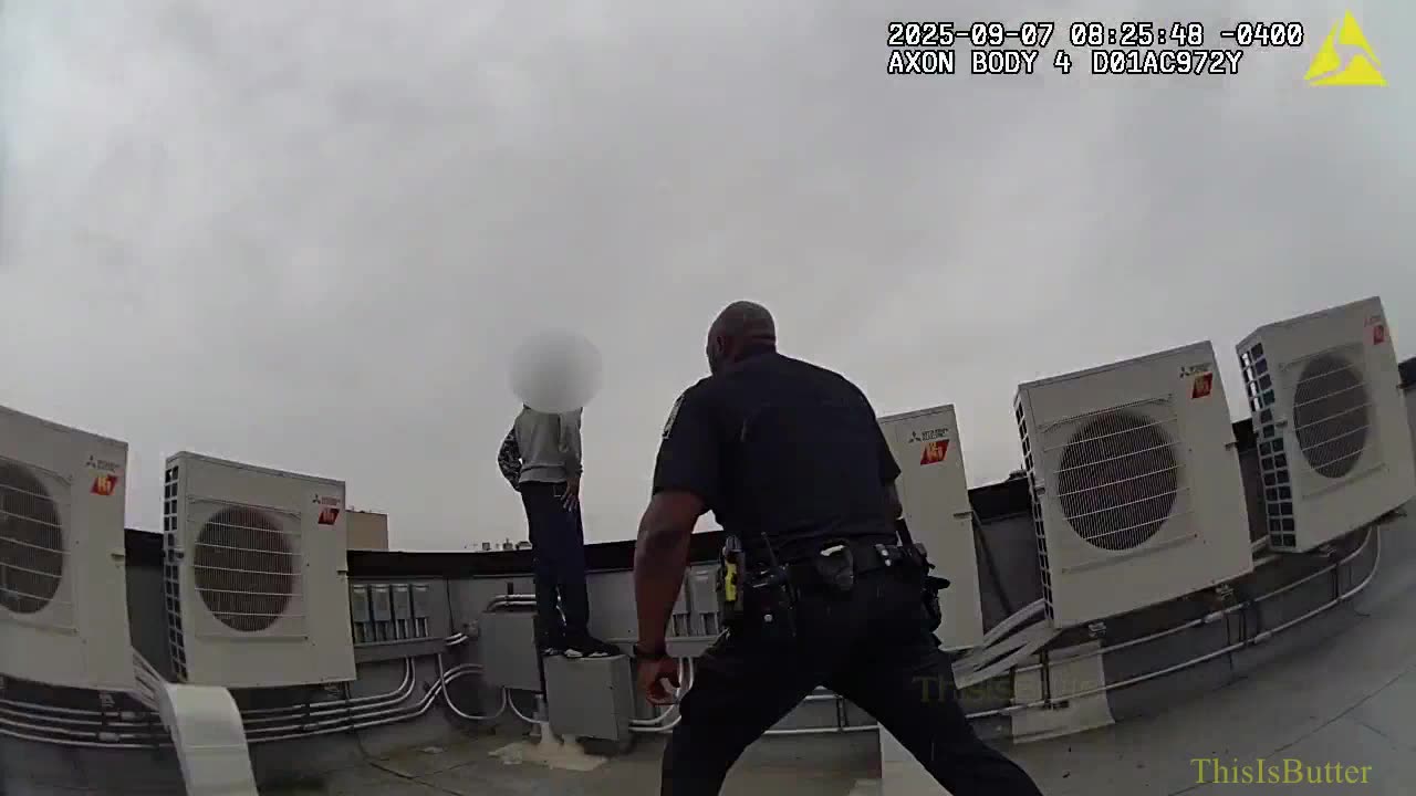 Quick action from an NYPD officer when he grabbed a man who threatened to jump off a building