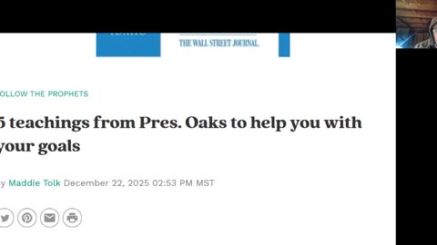 5 teachings from Pres. Oaks to help you with your goals - Great Advice -1-7-26