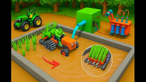 DIY mini tractor electric water pump | rice planting | rice transplanter! #LoveIncentivePlan #Small