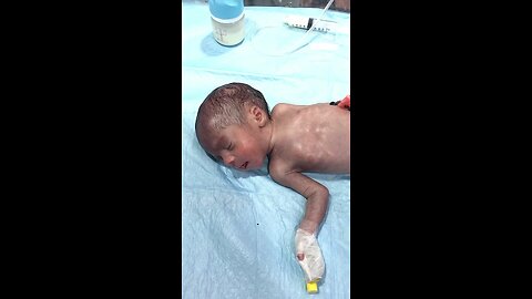 cute baby is in severe pain