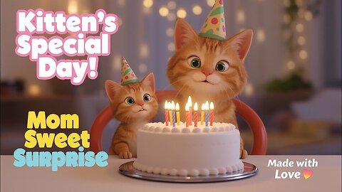 Kitten’s Birthday Surprise! 🎂🐱 #kitten #kitten and mom