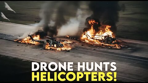 Watch! Russia’s Geran Drone Strikes Helicopters at Rear Airfield in Ukraine!