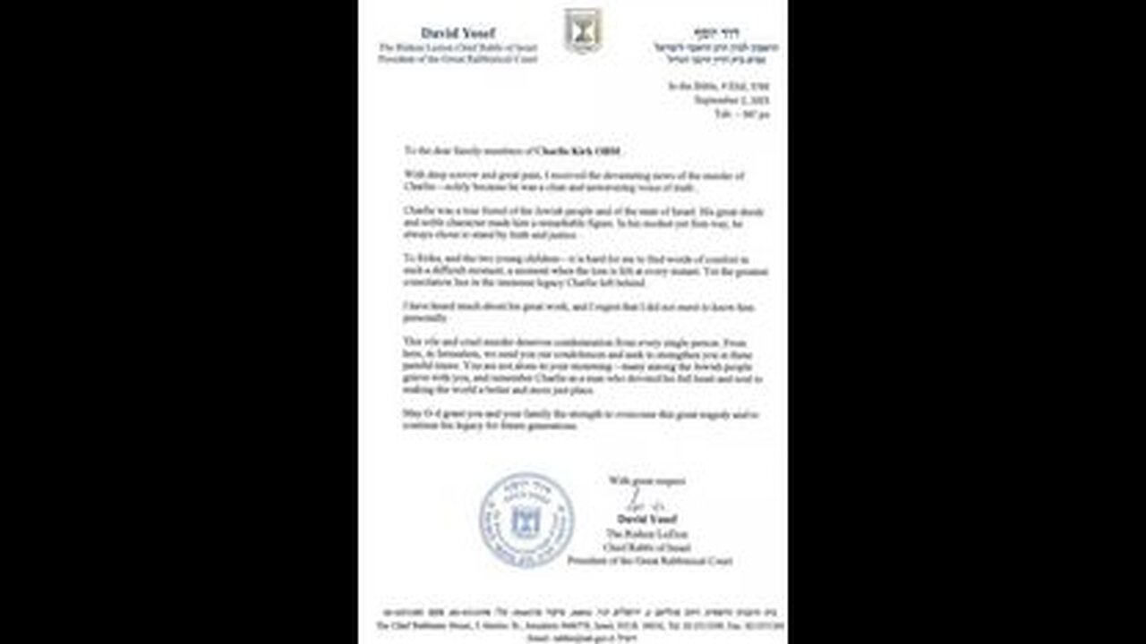DID A RABBI SEND A LETTER TO CHARLIE KIRK ABOUT HIS DEATH EIGHT DAYS BEFORE IT OCCURRED⁉️
