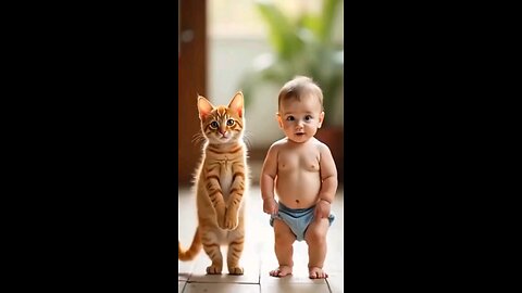 #baby boy with cat 🐈