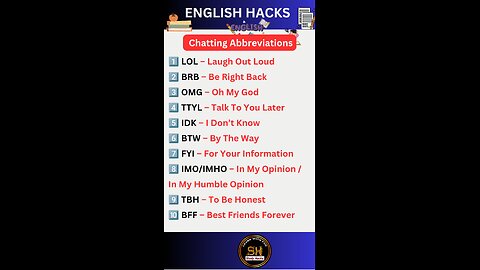 chatting Abbreviations you need to know #studyhacks123 #english #abbreviation #shorts
