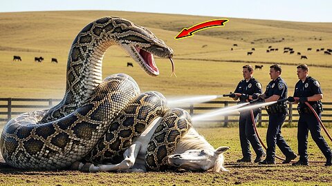 Brave Rescue Team Saves a White Horse from the Deadly Coils of a Giant Snake 🐍