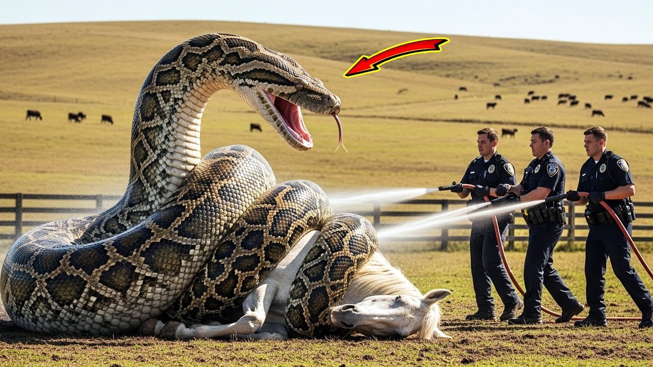 Brave Rescue Team Saves a White Horse from the Deadly Coils of a Giant Snake 🐍