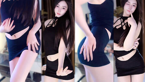 Black bodycon skirt, hips swaying, long pale legs on display with a teasing glimpse