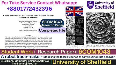 Client Work (Research )|6COM1043 Robot-Based Fossil Path Simulation Using AI|University of Sheffield