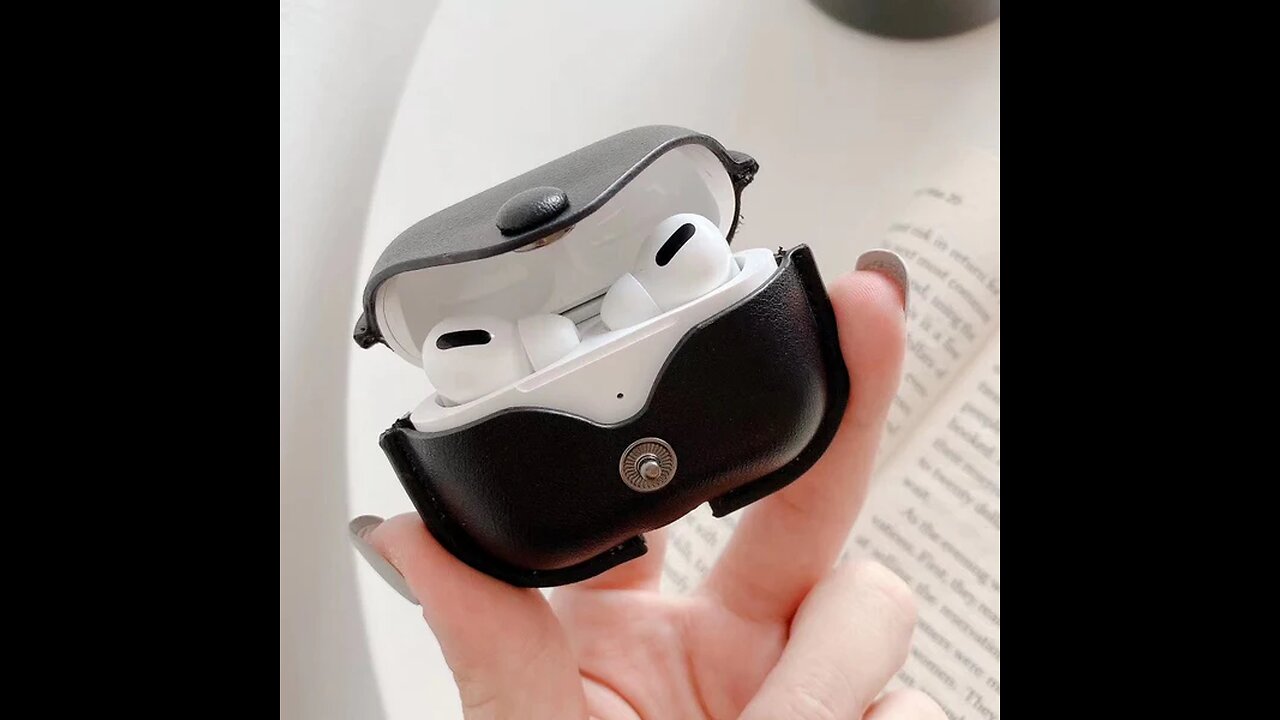 Airpods Leather Case, with Premium Leather, Snap Fastener & Keychain, for Airpods Pro_1_2