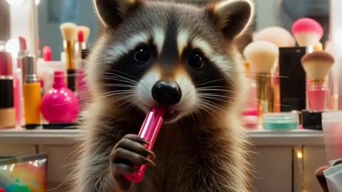 Raccoon’s Lipstick Chaos 😆💄