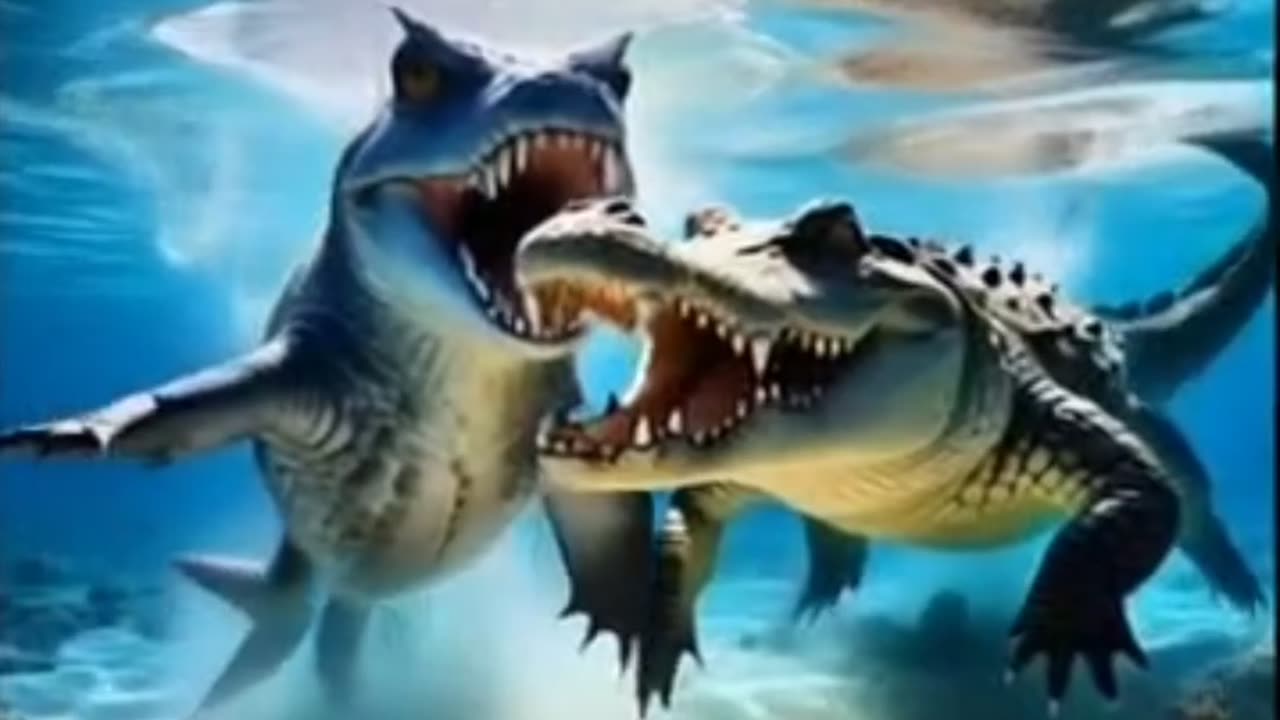 shark and crocodile fight ai video #ai #viralvideo #shorts