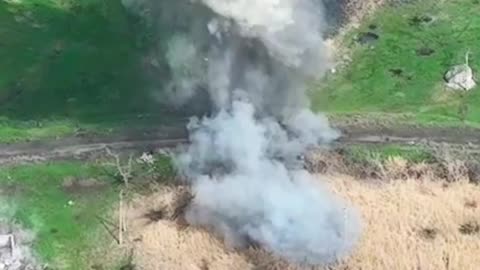 Ukrainian Ground Drone Loaded with Explosives Takes Out Remains of Bridge
