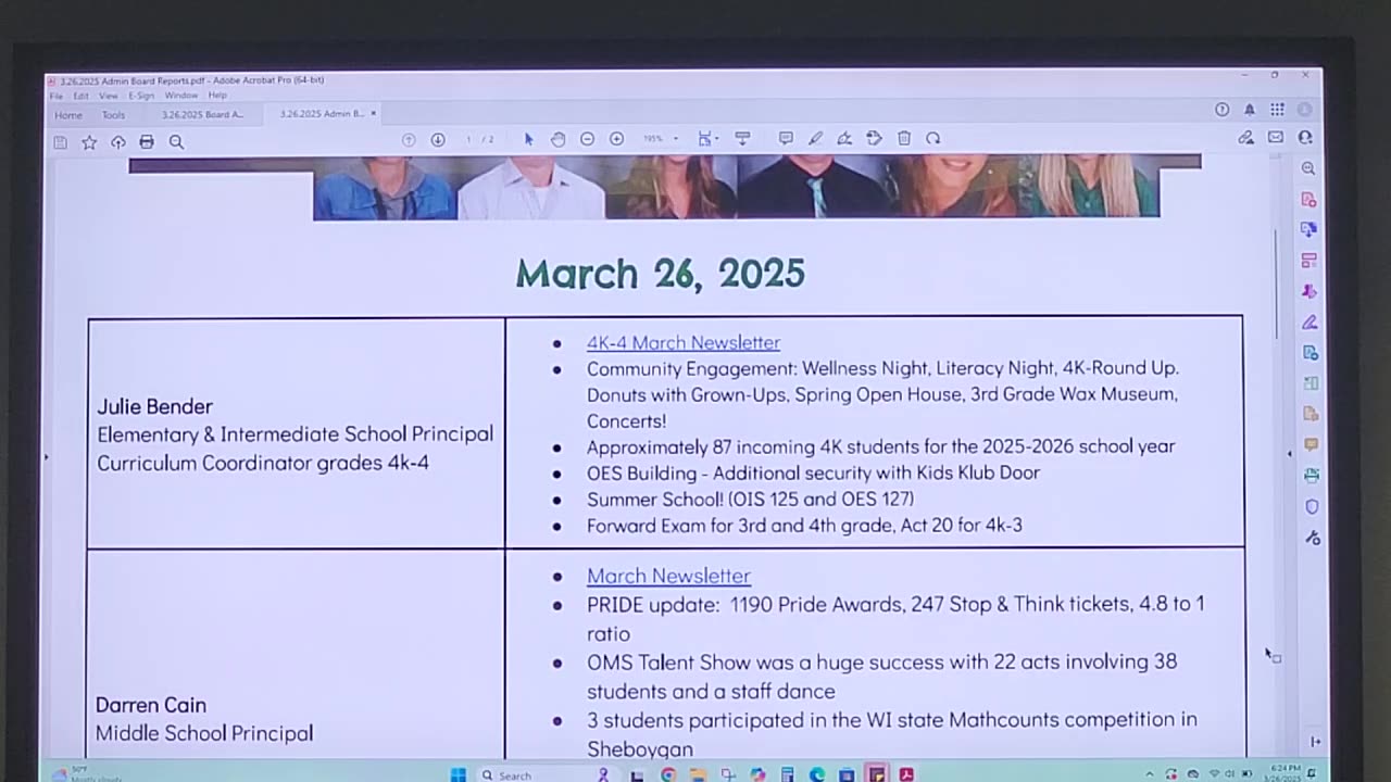Osceola WI School District Committee Meeting 26MAR2025