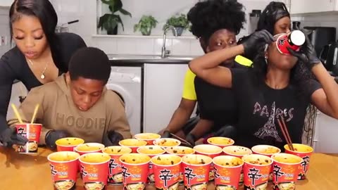 20 SPICY FIRE NOODLES RELAY RACE CHALLENGE! __IMPOSSIBLE CHALLENGE