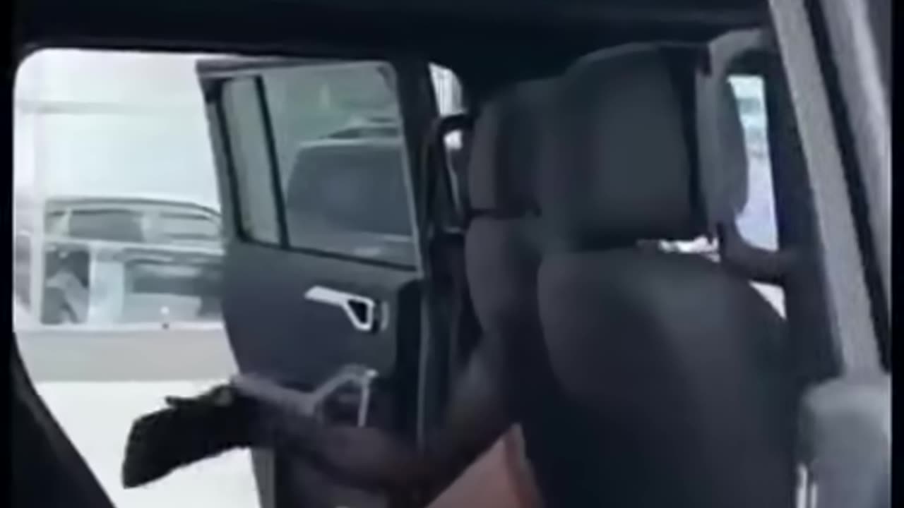 Saleswoman explaining the special feature of the car