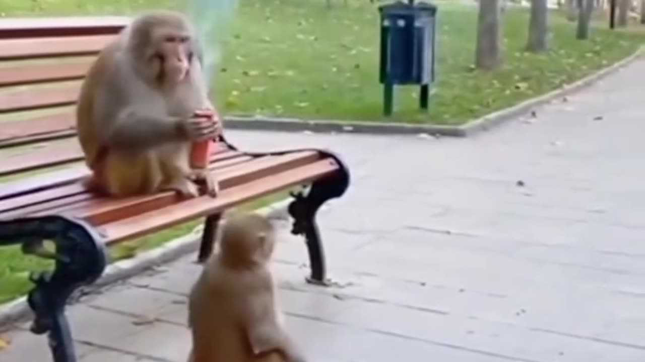 Monkeys funny act