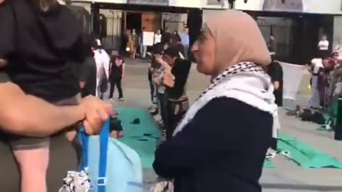 In a Canadian city, where do they decide to pray to Allah? Outside a church.