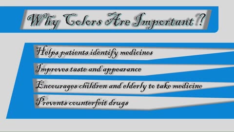 #COLORS IN PHARMACEUTICALS / THEIR USES / TYPES/IMPORTANCE.