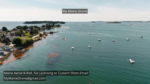 Maine B-Roll (No Sound): Harpswell, Maine Islands and The Ocean with Boats