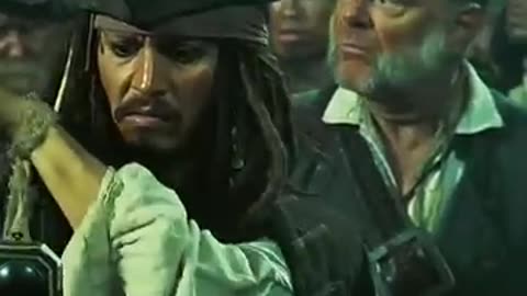 Captain Jack Sparrow, comedy scene, pirates of sea.