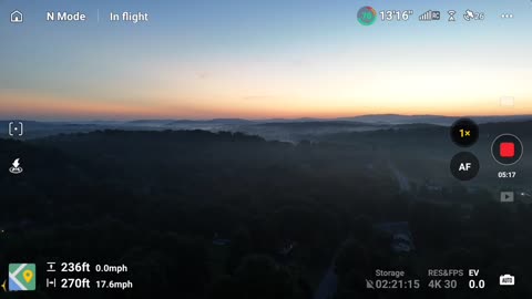 DJI Drone films a town.