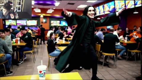 Severus Snape From The Harry Potter Series Is Dancing At A Taco Bell Restaurant Fake Funny Parody
