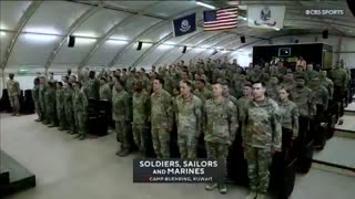 The National Athem before the Army-Navy game, with President Trump on the field