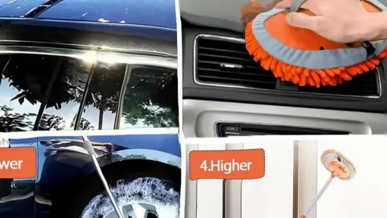 Extra-Long Telescopic Car Wash Brush with Chenille Microfiber Head