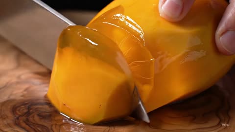 4K Ultra-Realistic ASMR Mango Jelly Slicing | Satisfying Macro Cutting Sounds & Visuals