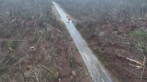 Aerial footage of the tornado damage in Gordo, Alabama. Video by Henry Swenson.