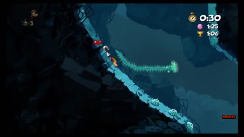 Rayman Origins (PC) (31) Sea of Serendipity Time Trials - 3 Electoons, 2 Medals