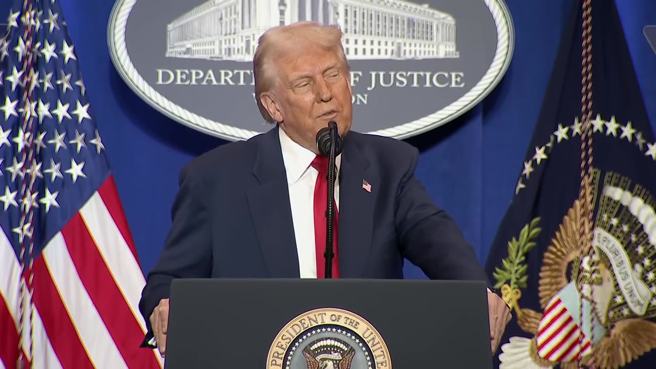 President Trump speaks at the Justice Department