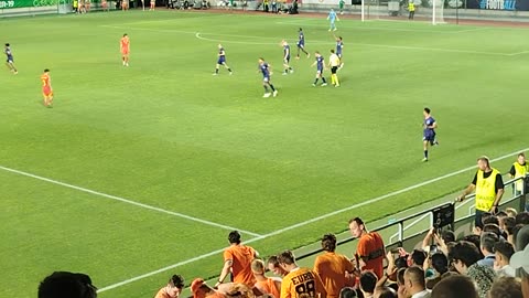 The Dutch fans celebrating after the goal. Spain vs Netherlands 0-1. UEFA EURO U19 FINAL 2025