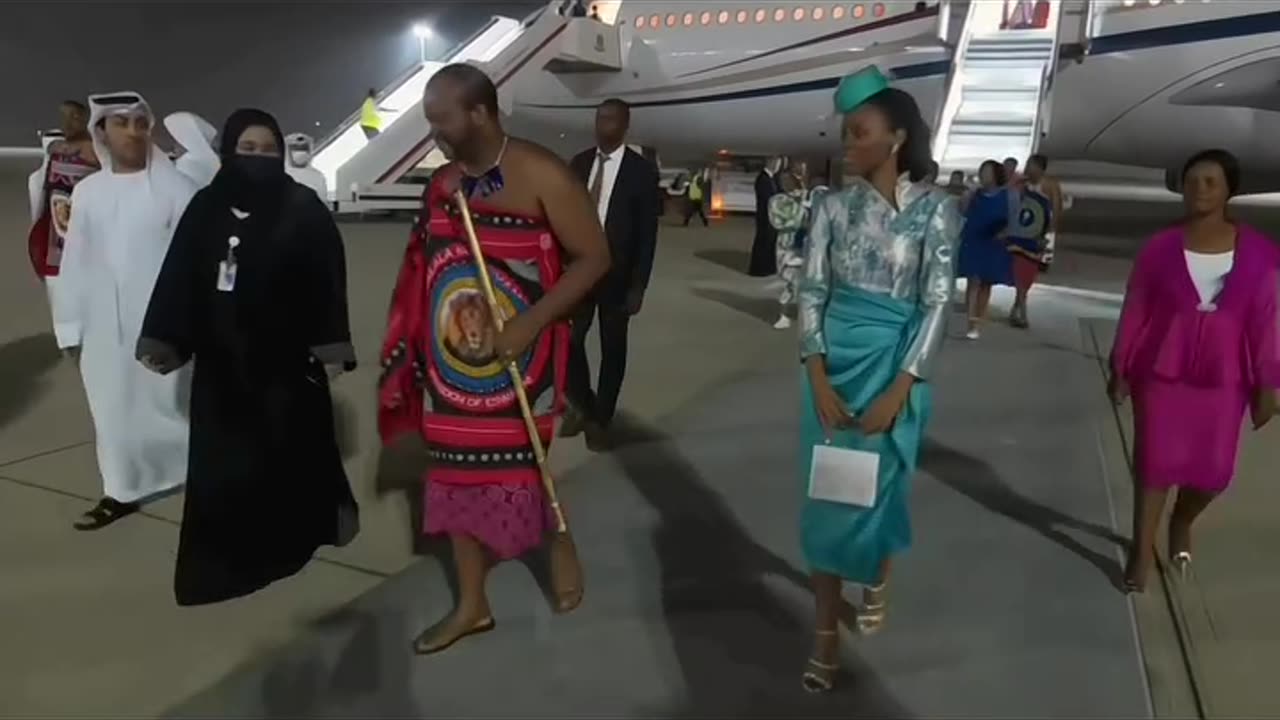 Eswatini King Mswati III Arrives in Abu Dhabi: Royal Entourage with 15 Wives & 100 Servants!