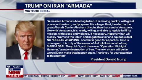 BREAKING: Trump sends massive fleet of warships to Iran "great power"