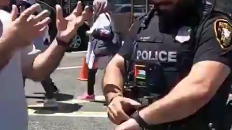 Police in Paterson, New Jersey, are wearing Palestine flags on their uniforms.