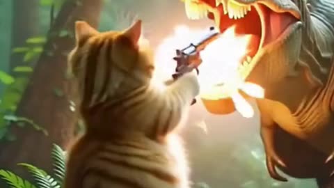 Chubby Cat vs T-Rex: The Ultimate Forest Showdown!