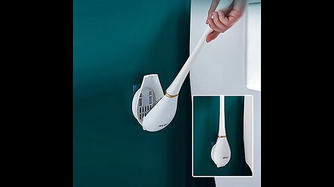 Wall-Mounted Toilet Brush, with Canister & Silicone Bristles, for Bathroom Cleaning