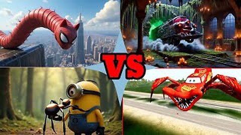 The Horror – Catman 🆚 MINION SPIDERWORM 🆚 Lightning McQueen Train Monster