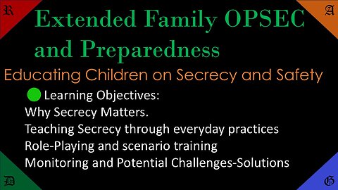 🔵🟢🔴🟠Extended Family OPSEC and Preparedness, Educating Children on Secrecy and Safety