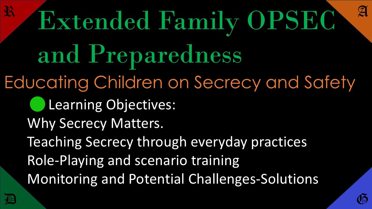 🔵🟢🔴🟠Extended Family OPSEC and Preparedness, Educating Children on Secrecy and Safety