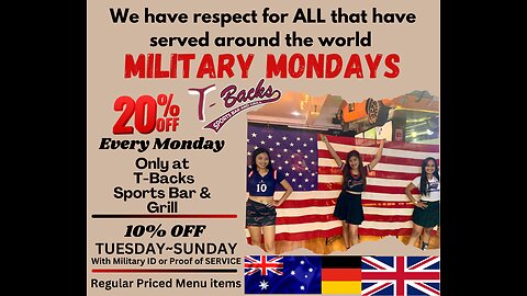 T-Backs Sports Bar and Grill Sports Schedule and quesadilla special for Monday August 25, 2025