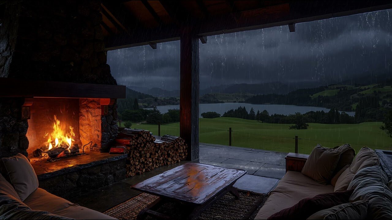 Soft Thunder, Falling Rain & Fire’s Whisper 🌧️🔥 Cinematic Ambience for Sleep, Study & Deep Calm