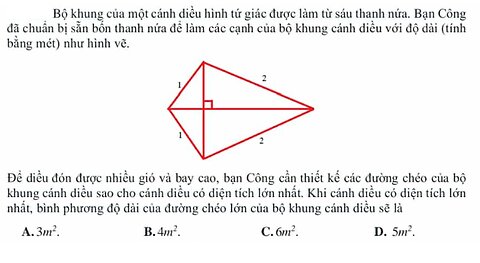 Bộ khung của một cánh diều hình tứ giác được làm từ sáu thanh nứa. Bạn Công