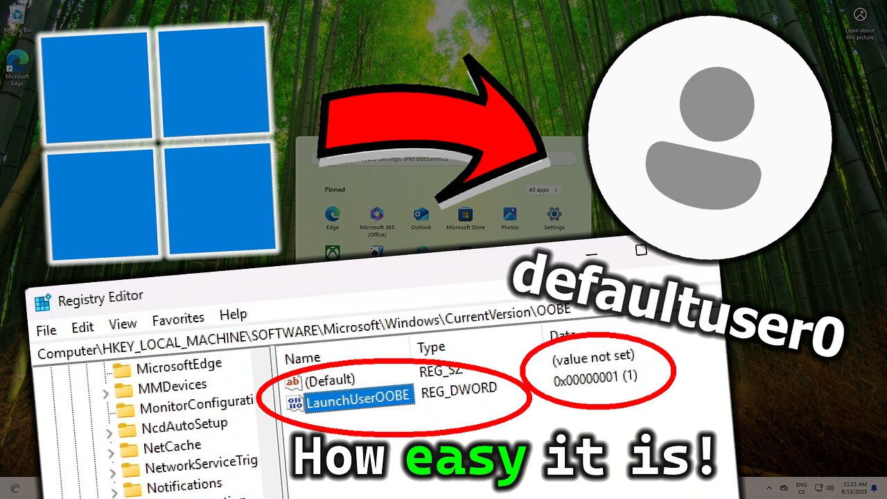 Installing Windows 11 to defaultuser0 (with just one Registry Value!)