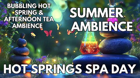 🫧 Hot Springs Spa Day Ambience | Bubbling Hot Spring & Afternoon Tea | 4K Summer ASMR